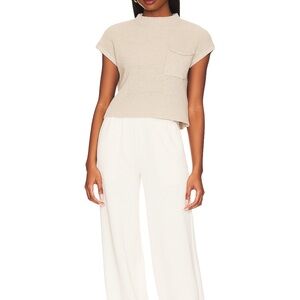 Beige Knit Top and White Pants Set